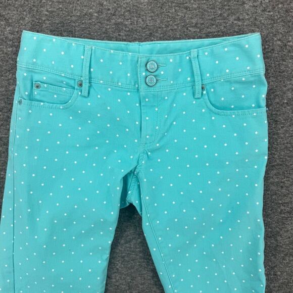 Lilly Pulitzer Worth Skinny Mini Zip Pants Turquoise Blue Polka Dot Ankle Zip 2 - Picture 3 of 8